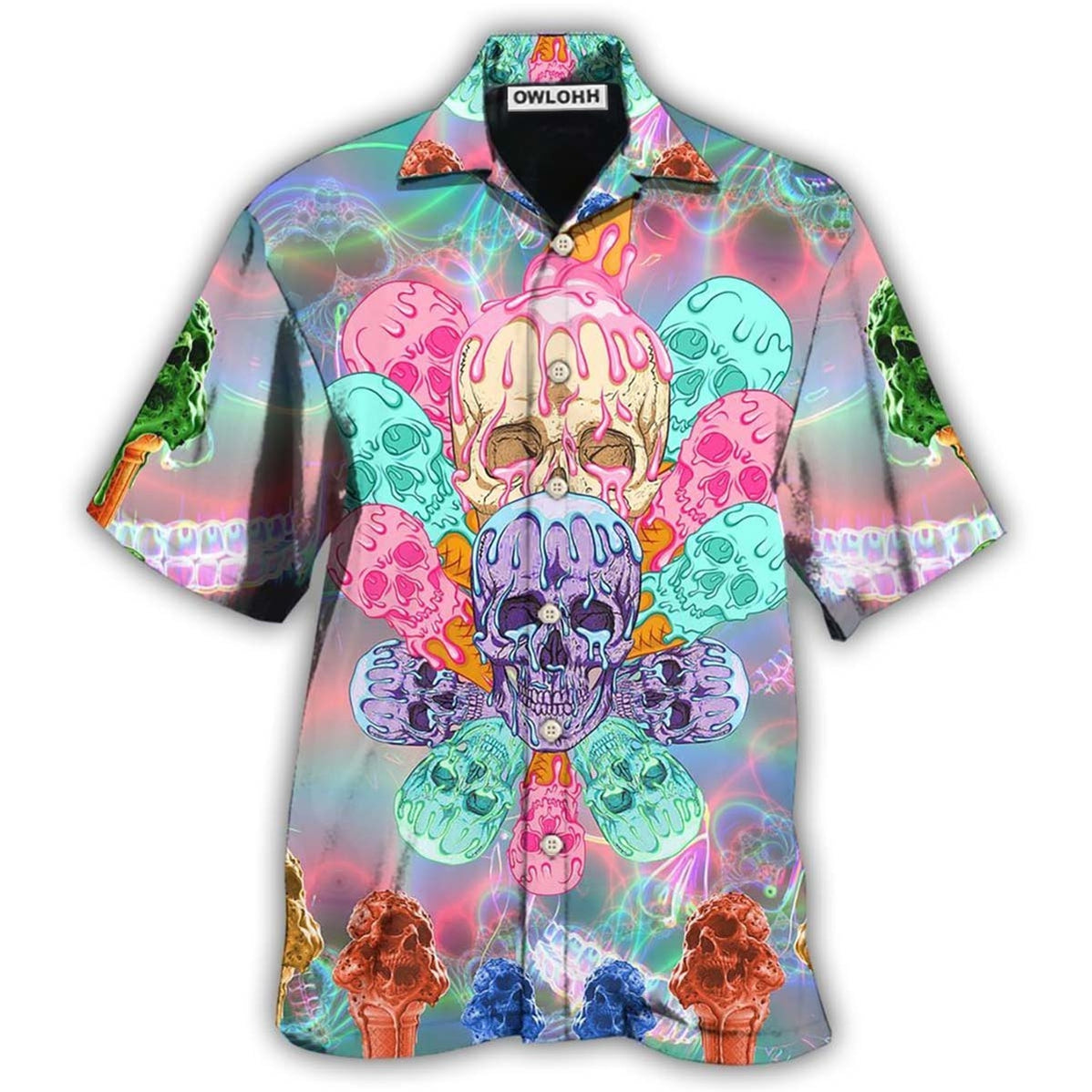 Hawaiian Shirt / Adults / S Skull Ice Cream Cooling - Hawaiian Shirt - Owls Matrix LTD