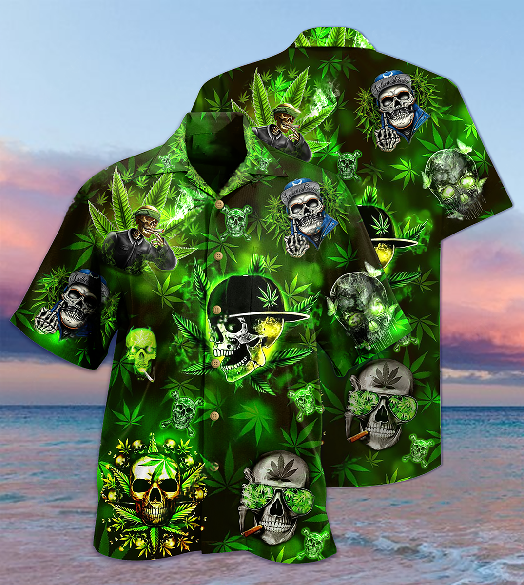 Skull Let's Get High - Hawaiian Shirt - Owls Matrix LTD