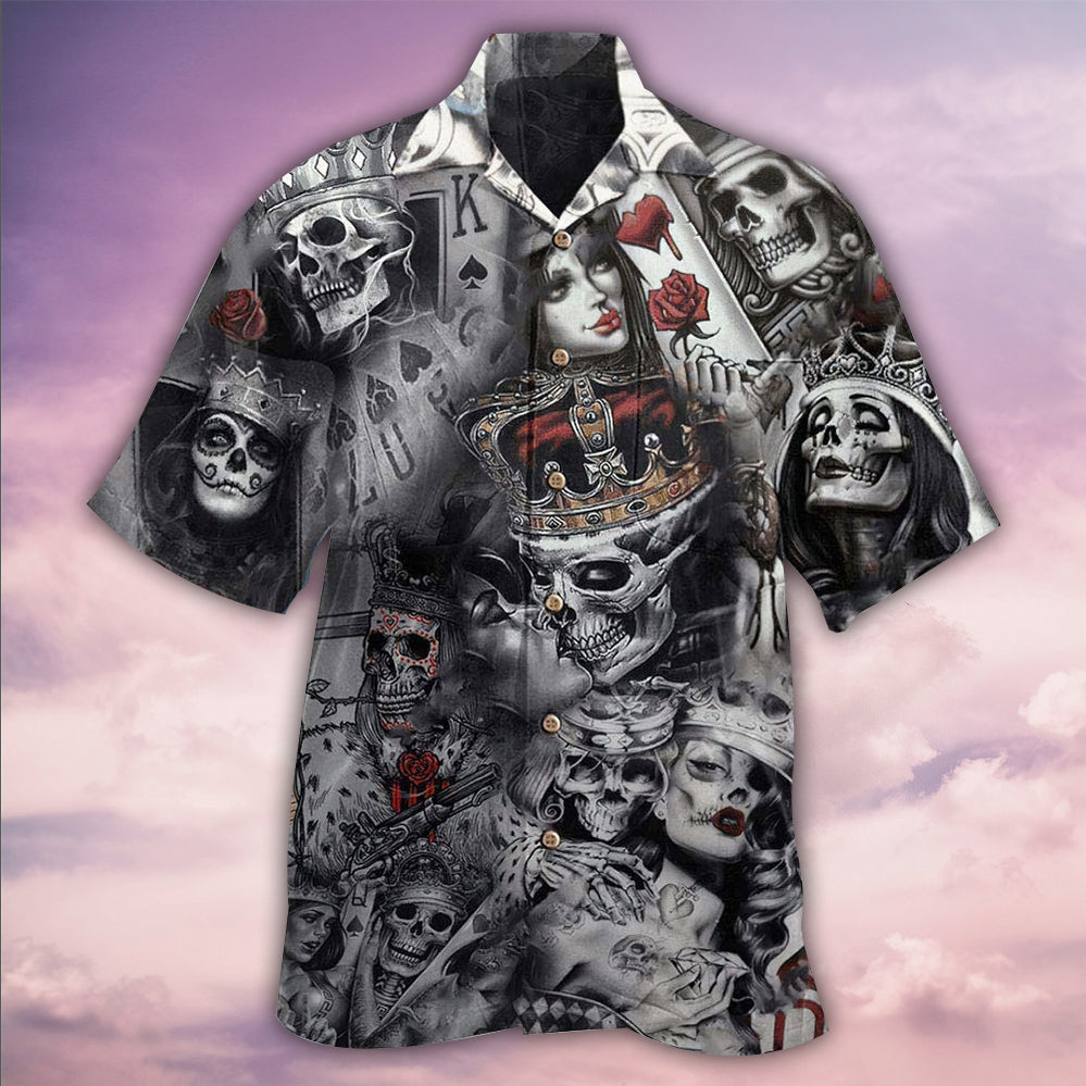 Skull Love Is Blind Poker - Hawaiian Shirt - Owls Matrix LTD