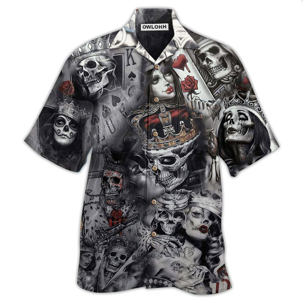 Hawaiian Shirt / Adults / S Skull Love Is Blind Poker - Hawaiian Shirt - Owls Matrix LTD