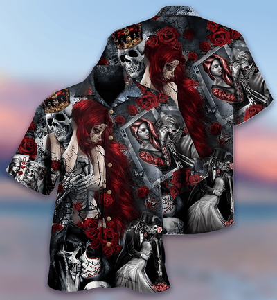 Skull Love Is Life - Hawaiian Shirt - Owls Matrix LTD