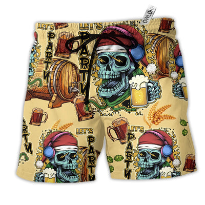 Beach Short / Adults / S Skull Merry Xmas So Cool Christmas - Beach Short - Owls Matrix LTD