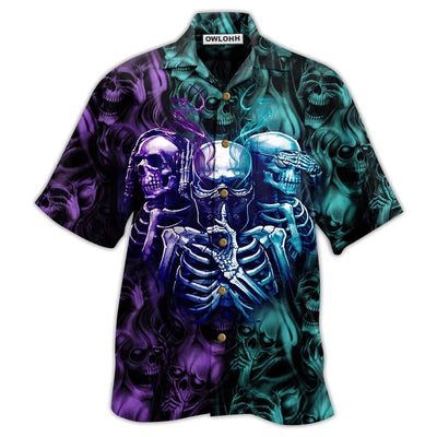 Hawaiian Shirt / Adults / S Skull Neither Hear Nor See - Hawaiian Shirt - Owls Matrix LTD