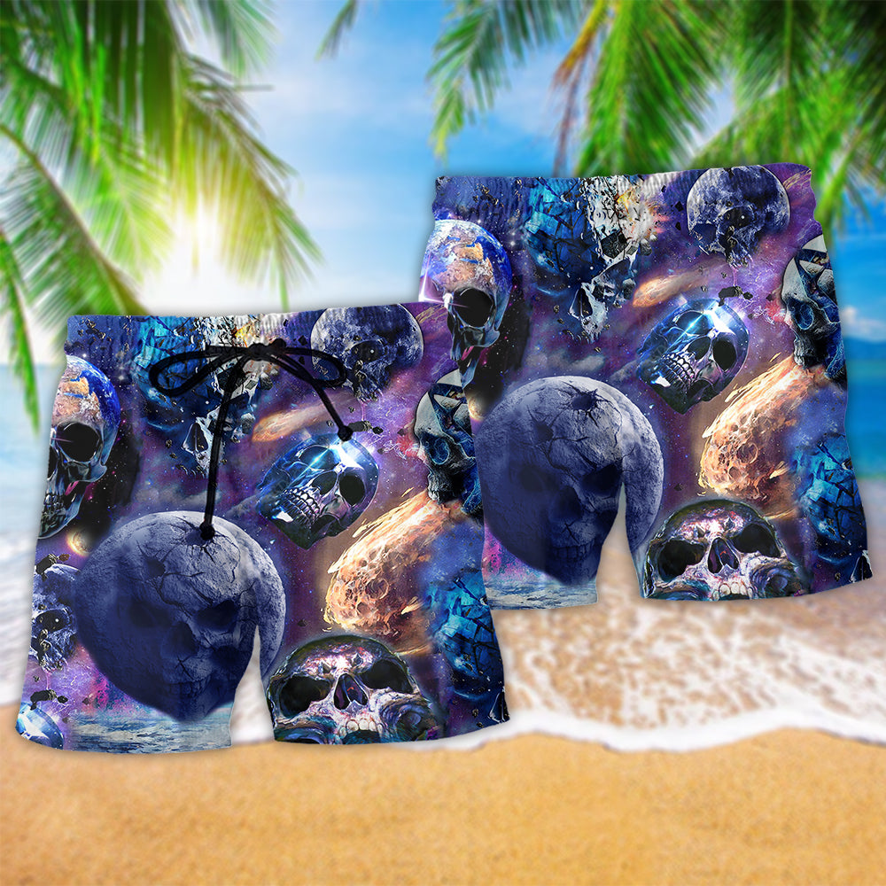 Skull Planet Galaxy Purple - Beach Short - Owls Matrix LTD
