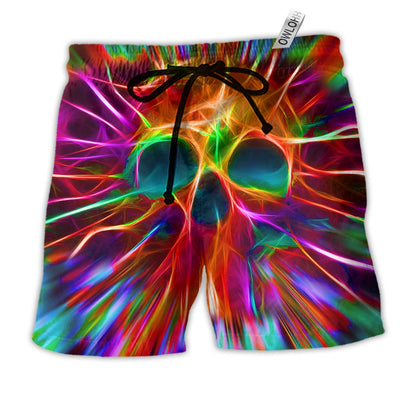 Beach Short / Adults / S Skull Rainbow Color Love Style Stunning Colors - Beach Short - Owls Matrix LTD