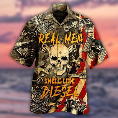 Skull Real Men Smell Like Diesel - Hawaiian Shirt - Owls Matrix LTD