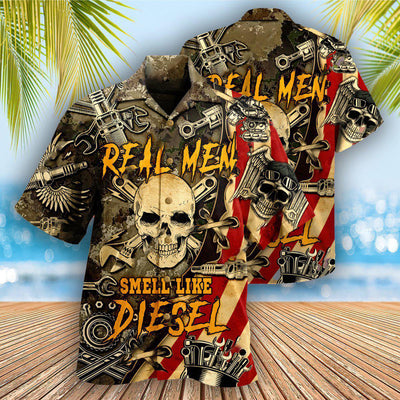 Skull Real Men Smell Like Diesel - Hawaiian Shirt - Owls Matrix LTD