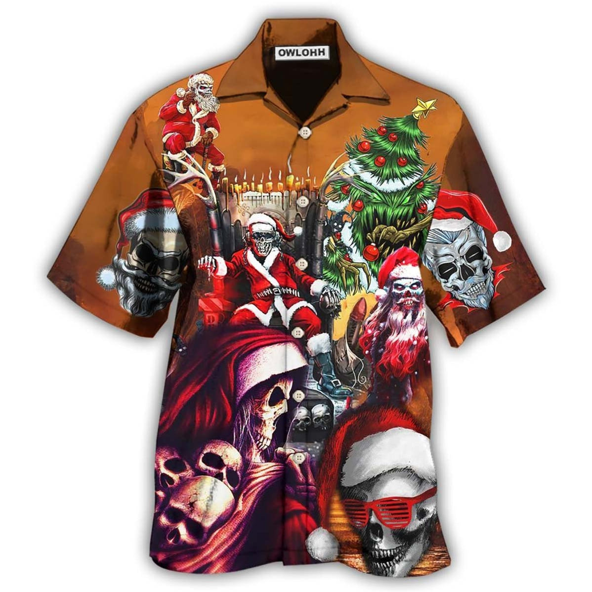 Hawaiian Shirt / Adults / S Skull Santa Claus Christmas Lovely - Hawaiian Shirt - Owls Matrix LTD