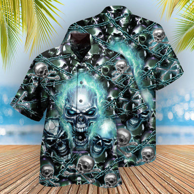 Skull Screaming Blue Style - Hawaiian Shirt - Owls Matrix LTD