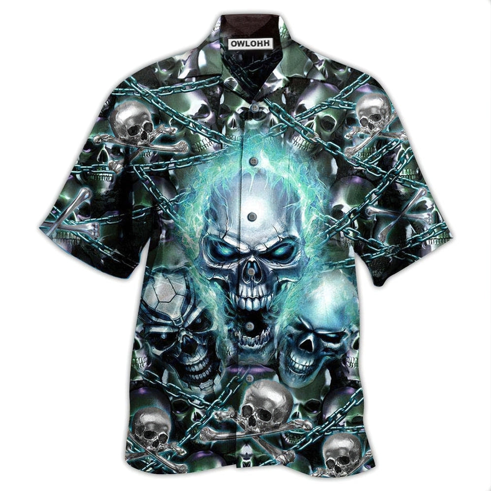 Hawaiian Shirt / Adults / S Skull Screaming Blue Style - Hawaiian Shirt - Owls Matrix LTD