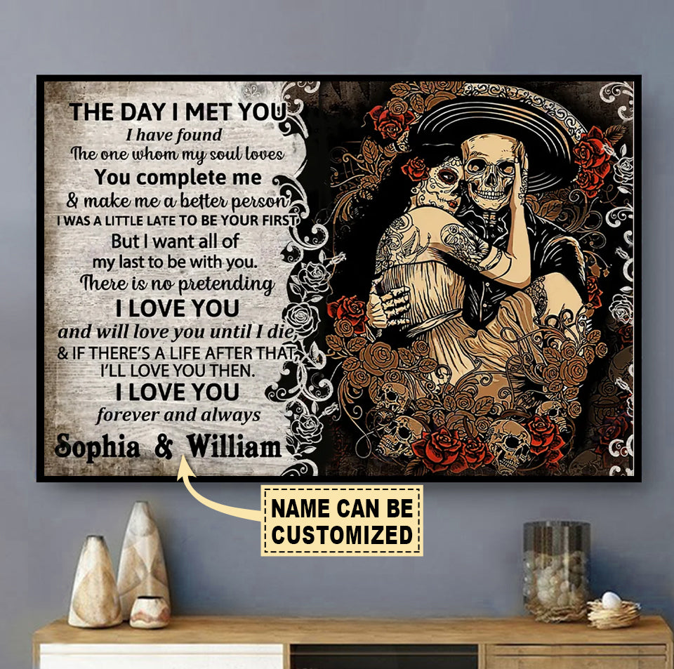 Skull Skeleton Mexican The Day I Met Personalized - Horizontal Poster - Owls Matrix LTD