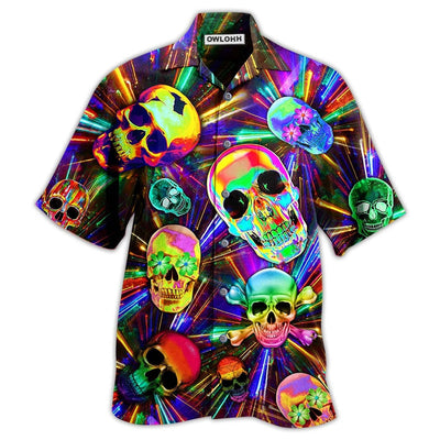 Hawaiian Shirt / Adults / S Skull Smile Happy And Fullcolor - Hawaiian Shirt - Owls Matrix LTD