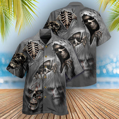 Skull What Scares You Excites Me - Hawaiian Shirt - Owls Matrix LTD