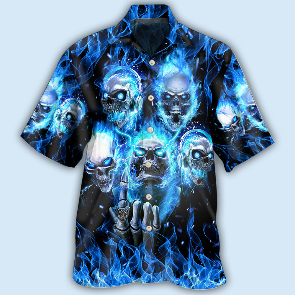 Skull Blue Skull Angry Style - Hawaiian Shirt - Owls Matrix LTD