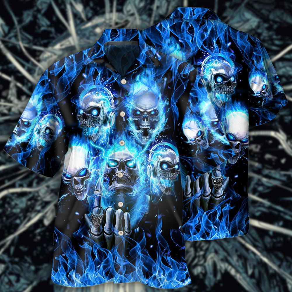 Skull Blue Skull Angry Style - Hawaiian Shirt - Owls Matrix LTD