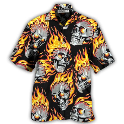 Hawaiian Shirt / Adults / S Skull On Fire - Hawaiian Shirt - Owls Matrix LTD