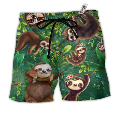 Beach Short / Adults / S Sloth Lovely Cute Animals - Beach Short - Owls Matrix LTD