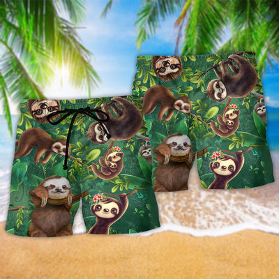 Sloth Lovely Cute Animals - Beach Short - Owls Matrix LTD