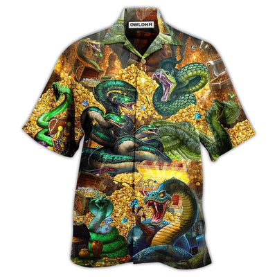 Hawaiian Shirt / Adults / S Snake Love Gold Cool - Hawaiian Shirt - Owls Matrix LTD