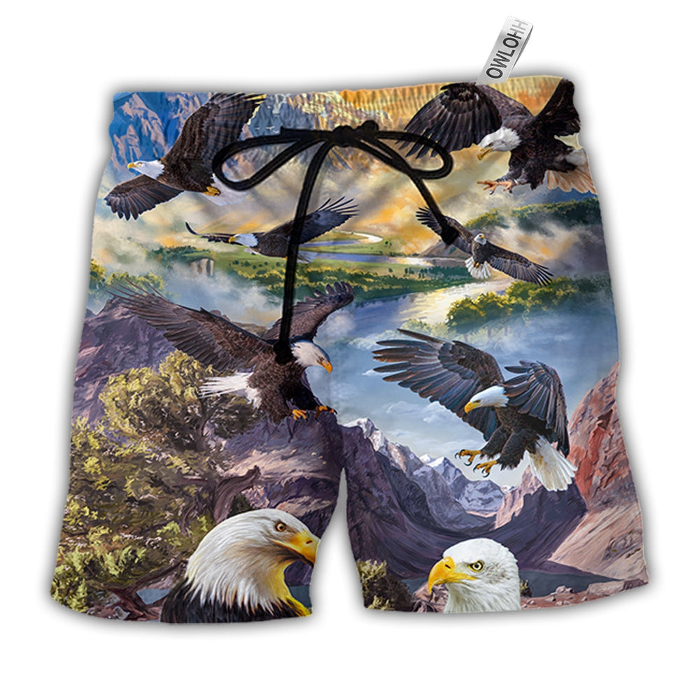 Beach Short / Adults / S Eagle Spread Wings To The Sky Style - Beach Short - Owls Matrix LTD