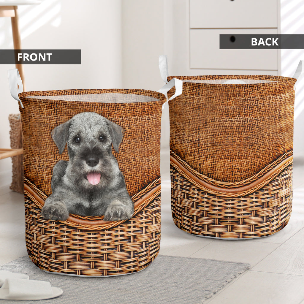 Standard Schnauzer Dog Rattan Teaxture - Laundry Basket - Owls Matrix LTD
