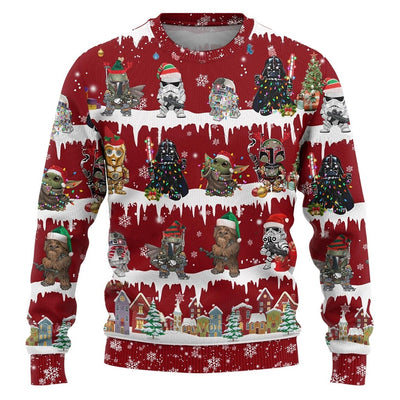 Christmas Star Wars Darth Vader Mandalorian Christmas - Sweater - Ugly Christmas Sweaters