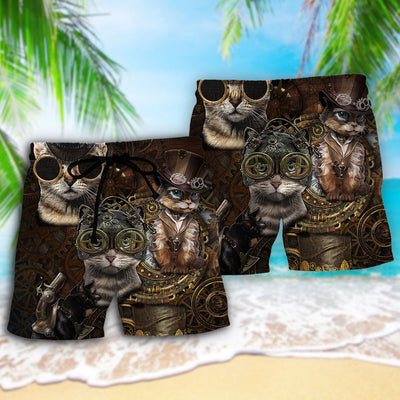 Cat Streampunk Cats So Cool - Beach Short - Owls Matrix LTD