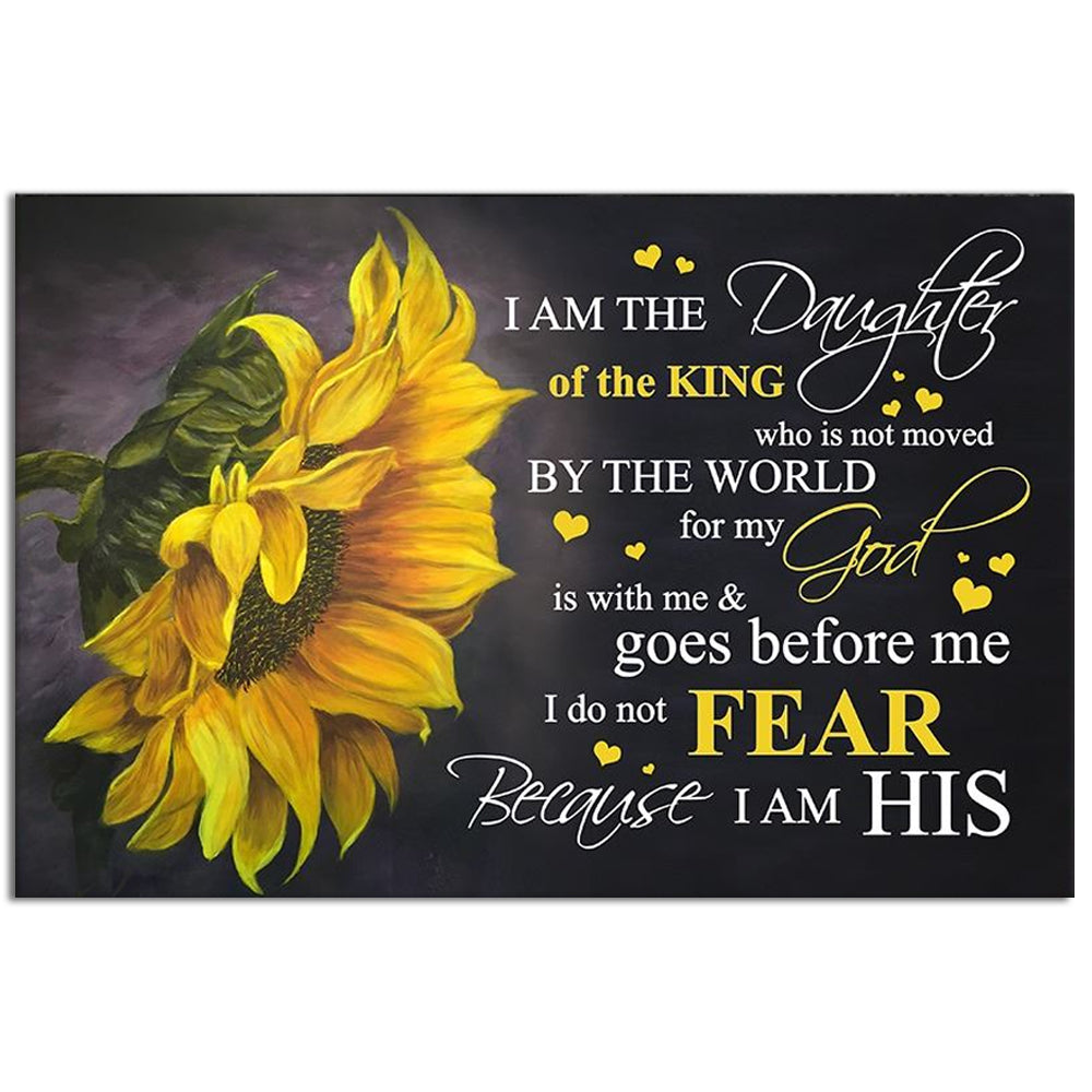 12x18 Inch Sunflower I Am The Daughter Of The King Amazing - Horizontal Poster - Owls Matrix LTD