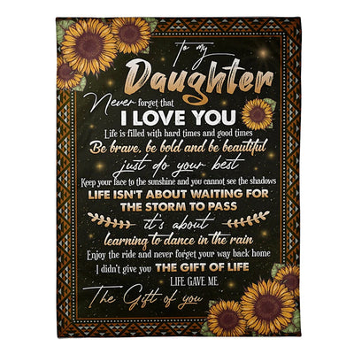50" x 60" Sunflower To My Daughter Life Is Filled With Hard Times - Flannel Blanket - Owls Matrix LTD
