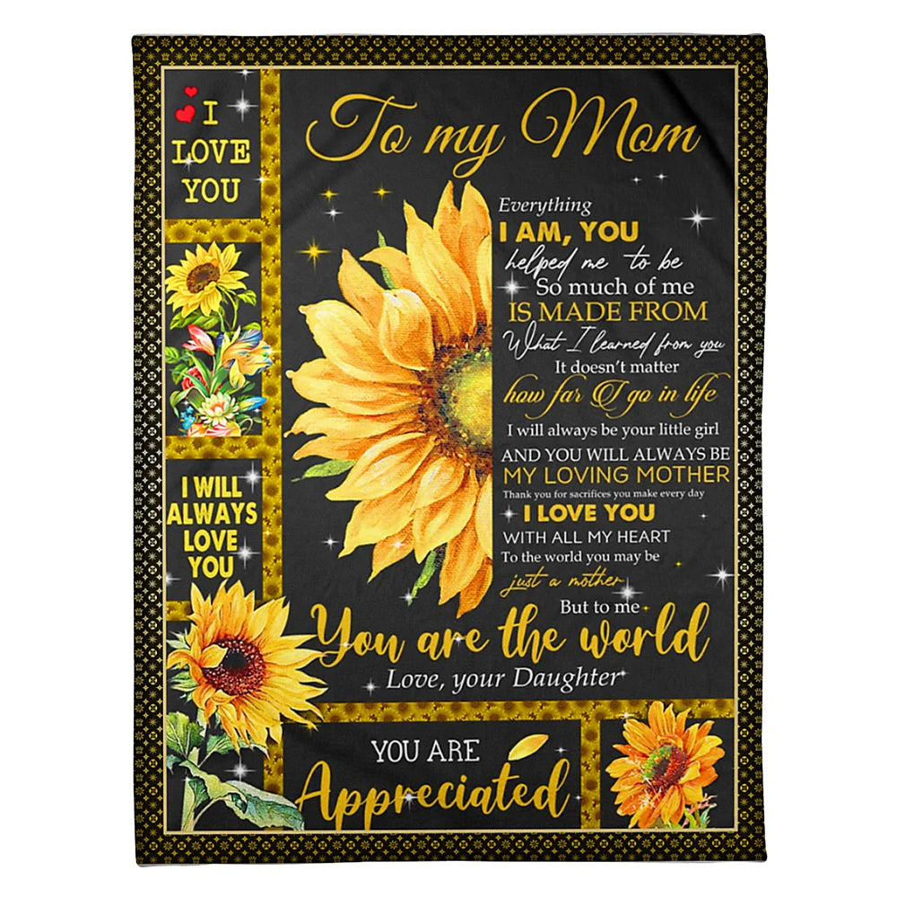 50" x 60" Sunflower To My Loving Mom - Flannel Blanket - Owls Matrix LTD