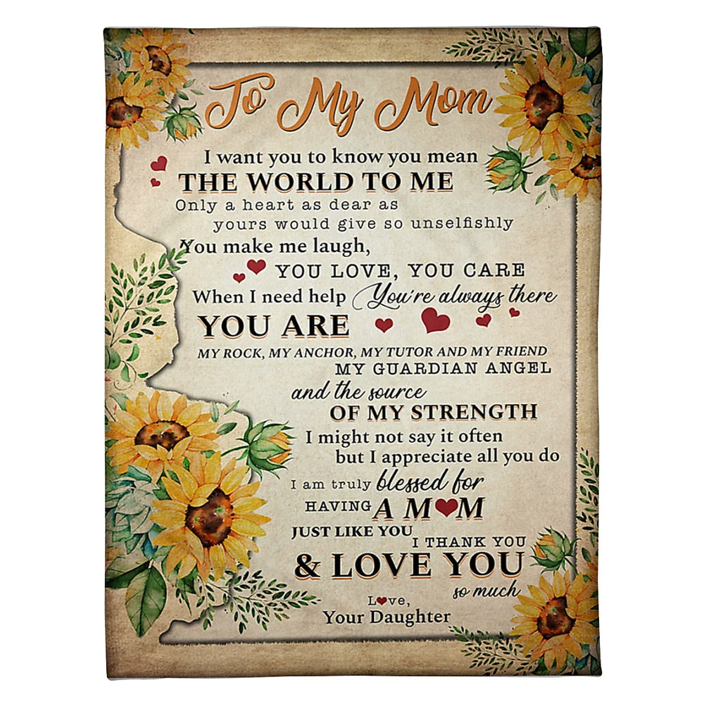 50" x 60" Sunflower To My Mom My Guardian Angel - Flannel Blanket - Owls Matrix LTD