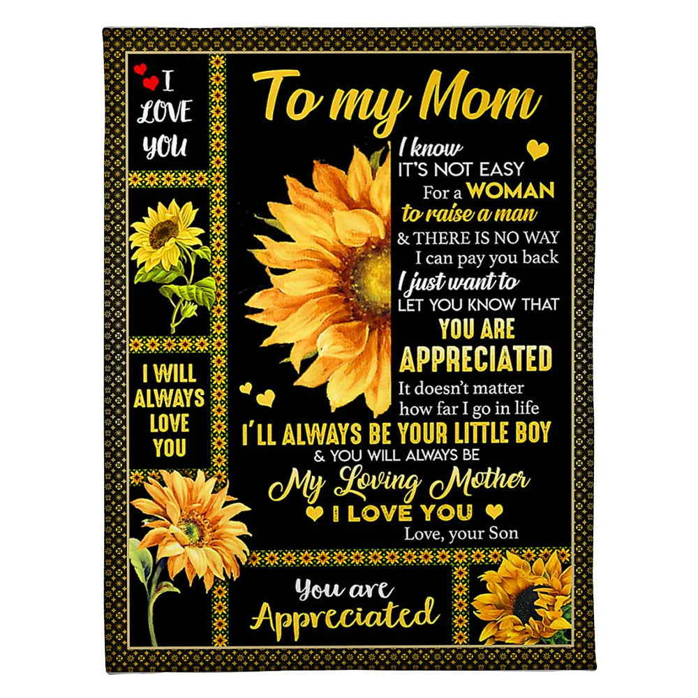 50" x 60" Sunflower You Are My Hero Mother - Flannel Blanket - Owls Matrix LTD