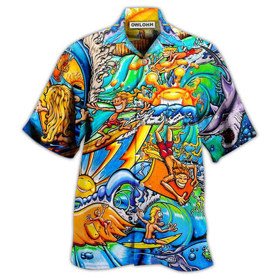 Hawaiian Shirt / Adults / S Surfing Happy Life - Hawaiian Shirt - Owls Matrix LTD