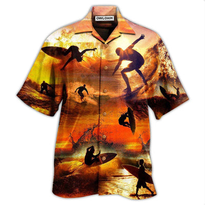 Hawaiian Shirt / Adults / S Surfing Is My Therapy Sunset - Hawaiian Shirt - Owls Matrix LTD