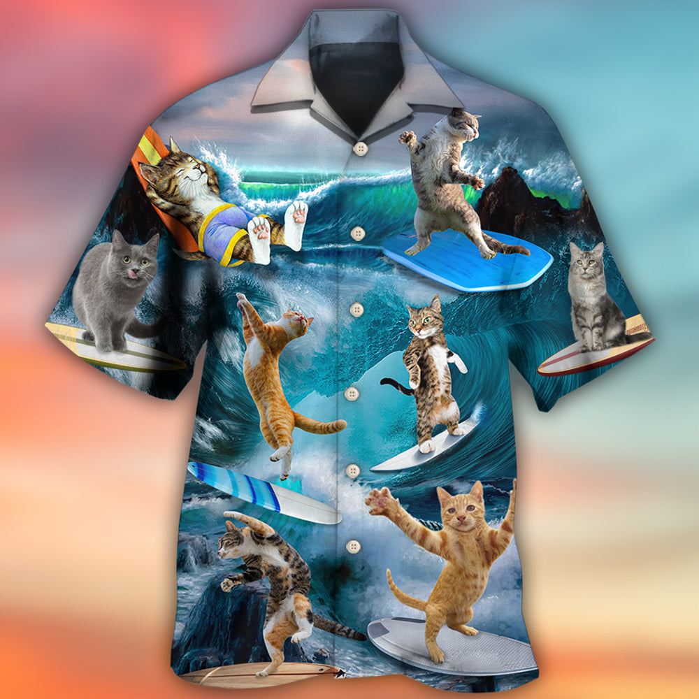 Surfing Cute Cats Style - Hawaiian Shirt - Owls Matrix LTD