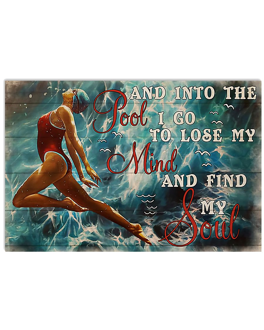 12x18 Inch Swimming - Into The Pool I Go To Lose My Mind Ocean - Horizontal Poster - Owls Matrix LTD