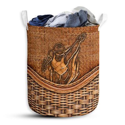 Swimming Girl Rattan Teaxture - Laundry Basket - Owls Matrix LTD