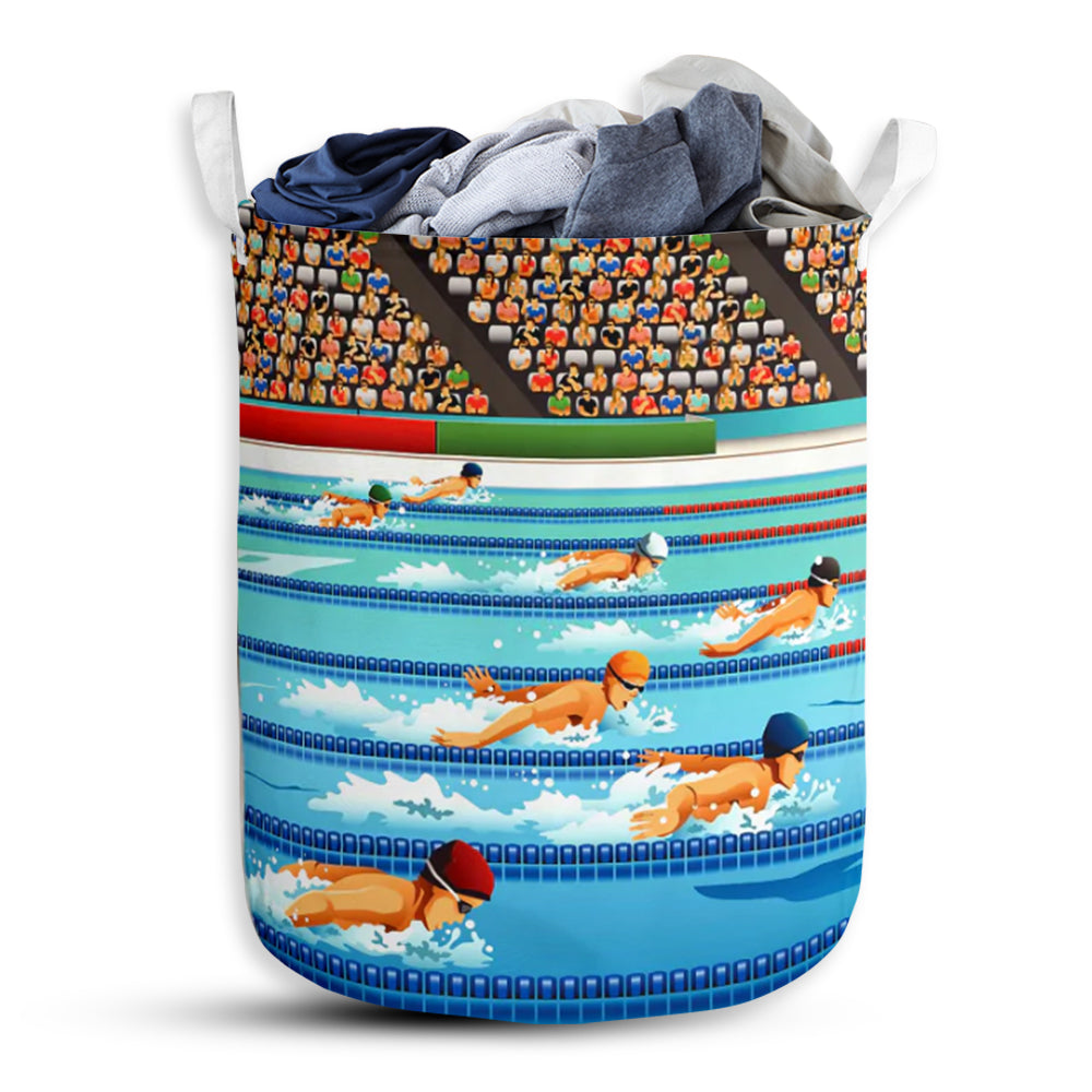 Swimming Race Blue Style - Laundry Basket - Owls Matrix LTD