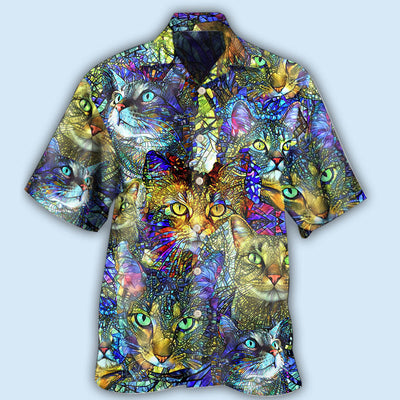 Cat Tabby Cat Lover Art - Hawaiian Shirt - Owls Matrix LTD