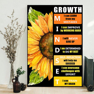Teacher Sunflower Growth Mindset - Vertical Poster - Owls Matrix LTD