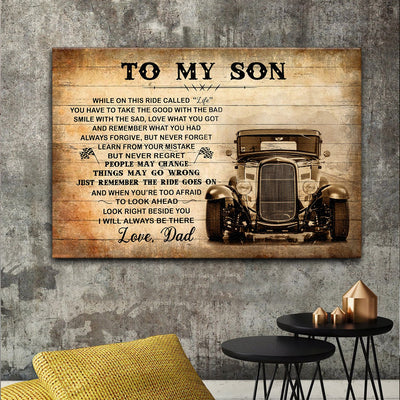 Car Dad To My Son Love Dad - Horizontal Poster - Owls Matrix LTD