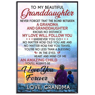 12x18 Inch To My Beautiful Granddaughter I Love You Forever - Vertical Poster - Owls Matrix LTD
