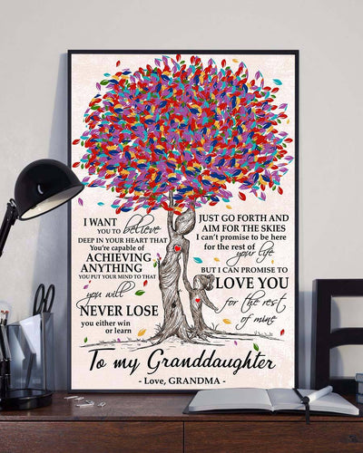 To My Granddaughter Love Grandma Tree - Vertical Poster - Owls Matrix LTD