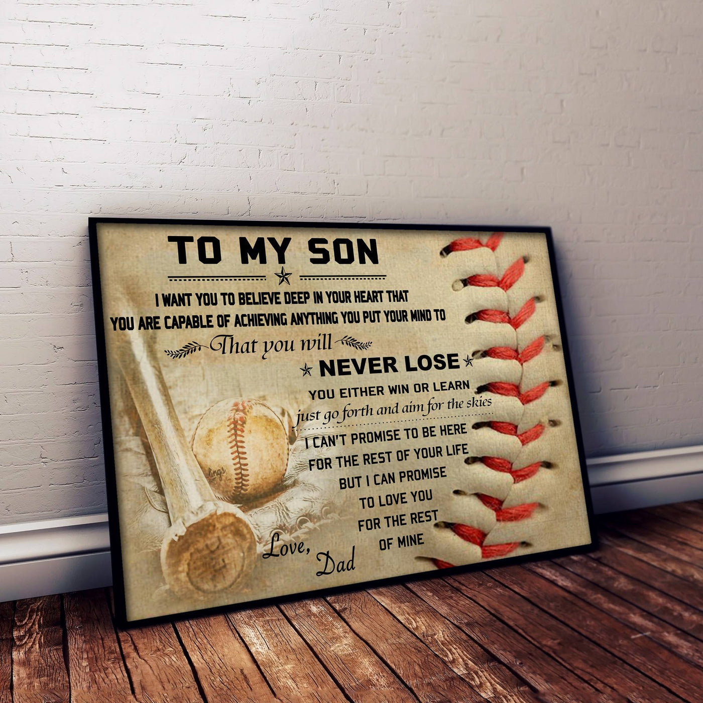 Baseball To My Son Never Lose Love Dad - Horizontal Poster - Owls Matrix LTD
