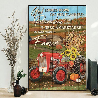 Tractor Red Tractor God Made A Farmer - Vertical Poster - Owls Matrix LTD