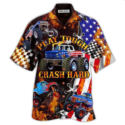 Hawaiian Shirt / Adults / S Monster Truck Fire Monster Truck Play Tough Crash Hard - Hawaiian Shirt - Owls Matrix LTD