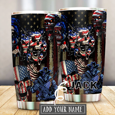 America Skull Personalized - Tumbler - Owls Matrix LTD