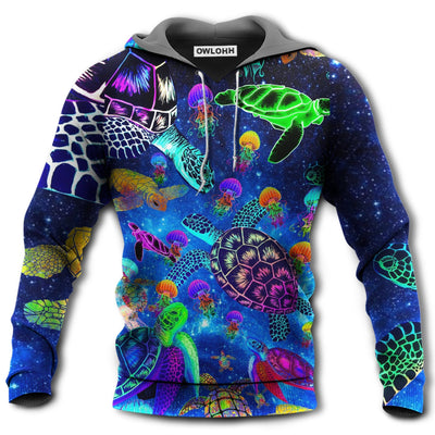 Unisex Hoodie / S Turtle Amazing Sea Glowing Colorful - Hoodie - Owls Matrix LTD