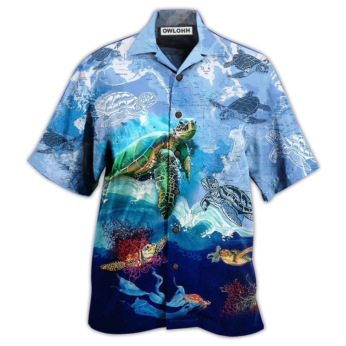Hawaiian Shirt / Adults / S Turtle Go With The Flow - Hawaiian Shirt - Owls Matrix LTD