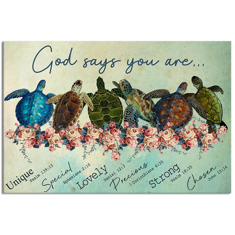 12x18 Inch Turtle God Say You Are - Horizontal Poster - Owls Matrix LTD